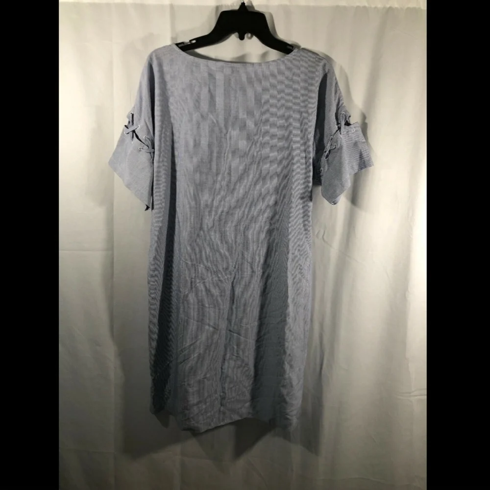 NEW Madewell Stripe Lace-Up‎ Sleeve Dress Small